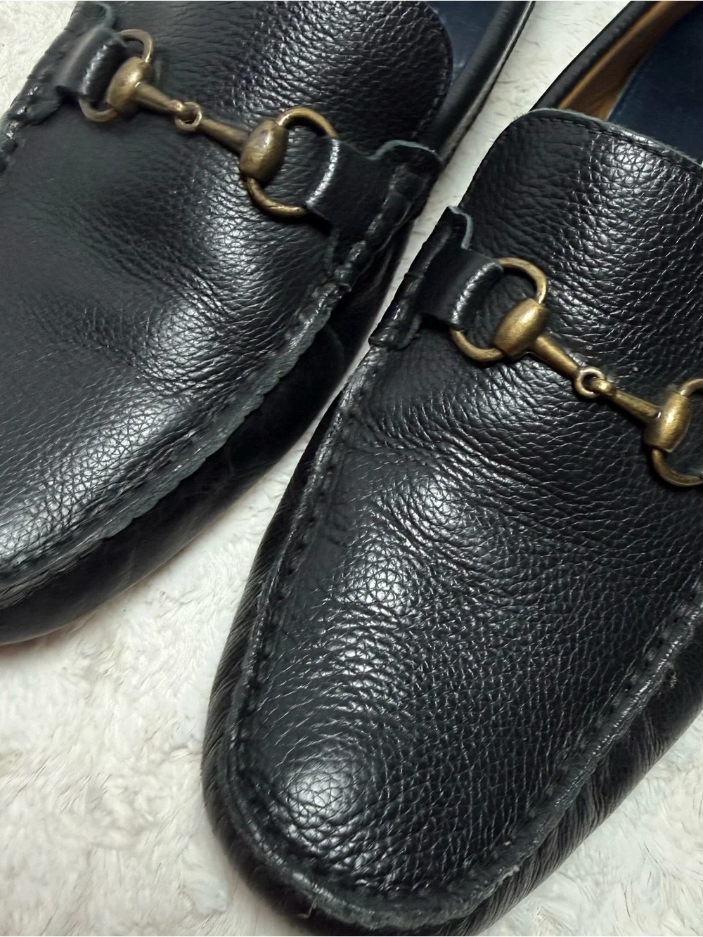 Joseph Abboud Black Pebbled Leather Bit Slip-Ons
